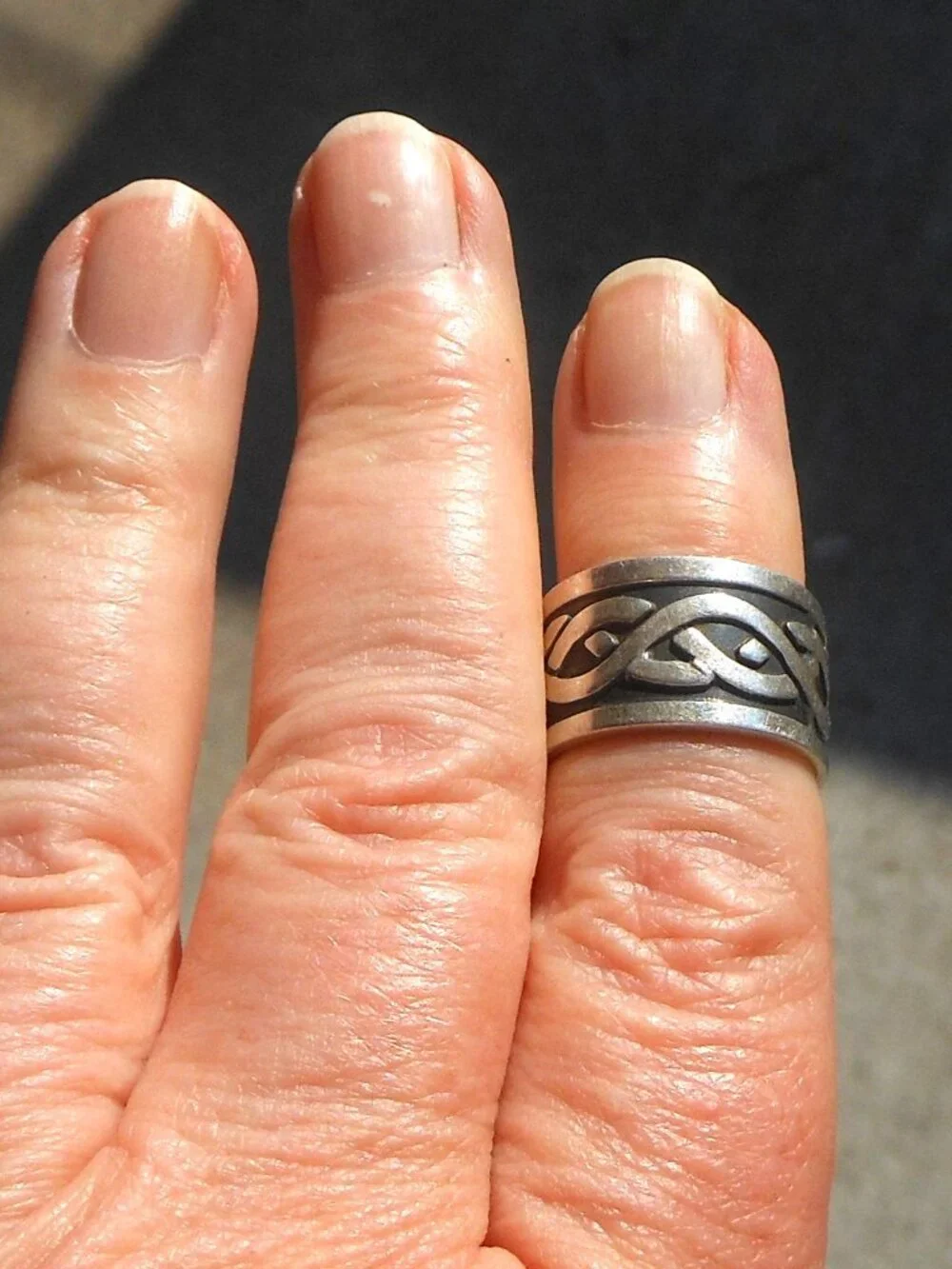 Sterling Silver Band Ring With Braided Wave Design Size 6 - Mexican Made